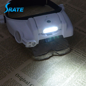 Lupa de diadema LED con 5 lentes iluminadas, lupa de cabeza para casco, lupas dentales quirúrgicas