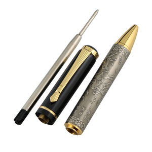 Stylo <span class=keywords><strong>Rotring</strong></span> en métal de luxe avec gravure au laser, logo gravé, corps en laiton, bronze antique, motif sculpté, stylo en cuivre - Product Image 6