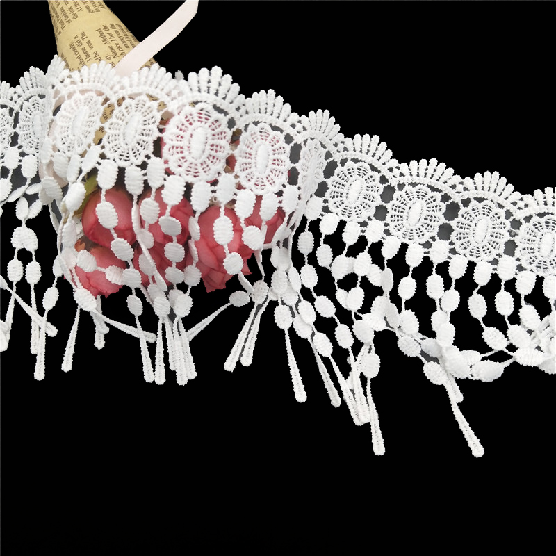 11,5 см полиэстер гипюр отделка Белая бахрома для платьев