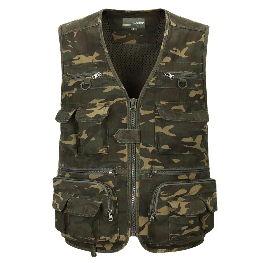 spring casual mesh photographer sleeveless uniform multi-pockets fishing camouflage vest