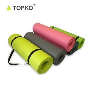 TOPKO 도매 두꺼운 개인 상표 사용자 정의 인쇄 매트 드 요가 Nbr 10mm 에코 친화적 인 아이 접이식 NBR 요가 매트 스트랩