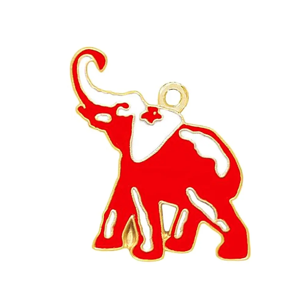 Fabrication de bijoux DIY alliage de métal émail blanc rouge signe Delta mignon forme d'animal éléphant charme pendentif