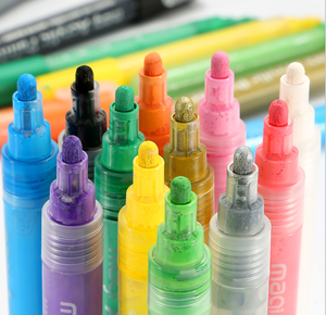 12 Pennarelli Acrilici Permanenti a Punta Media con Punta a Pennello Obliqua e Colori Fluorescenti Neon per Pittura su Roccia Fai-da-Te - Product Image 2