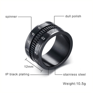 Adjustable <strong>Spinner</strong> Camera Lens Black <strong>Men</strong> Finger <strong>Ring</strong> - Product Image 2
