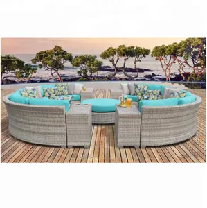 2018 All Weather Rieten Meubels Outdoor Sectionele Ronde Vorm Sofa