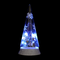 Adorno Navideño, Campana de Cristal en Forma de Cono con Base, Campana de Cristal con Base de Madera y Árbol de Navidad