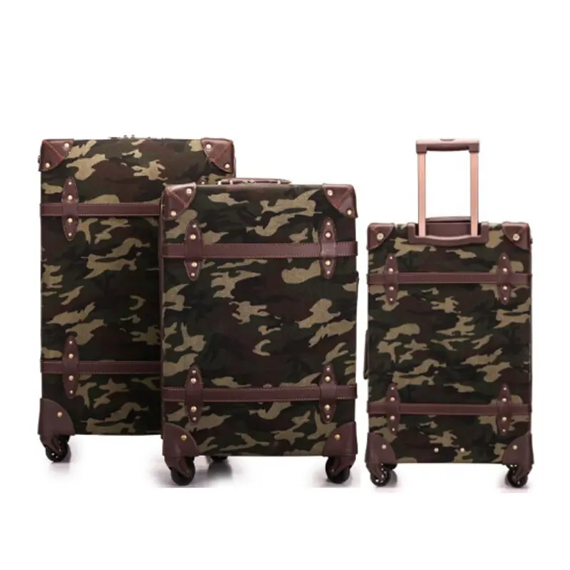 Camouflage bagaglio valigia di valigie trolley set set 3 pezzi dei bagagli dell'annata