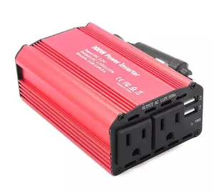 Inversor de potencia de onda sinusoidal de salida usb dual portátil de tamaño pequeño, 12v, 24v, 300w, 220v, 50hz, 110v, 60hz