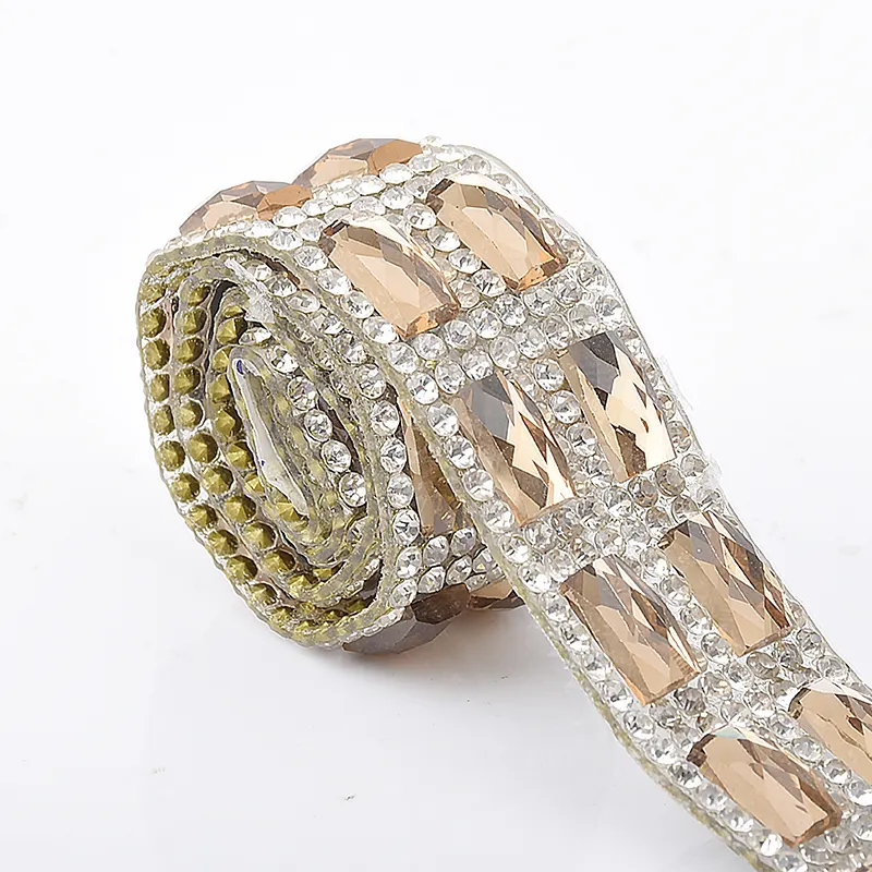 LOCACRYSTAL marca de ropa decoración de diamantes de imitación de cristal de hierro en Strass Cadena de diamantes de imitación de la malla recorte