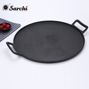 12 Inch Large Flat Bottom <strong>Pancake</strong> <strong>Pan</strong> Cast Iron Griddle Pizza <strong>Pan</strong> - Product Image 1