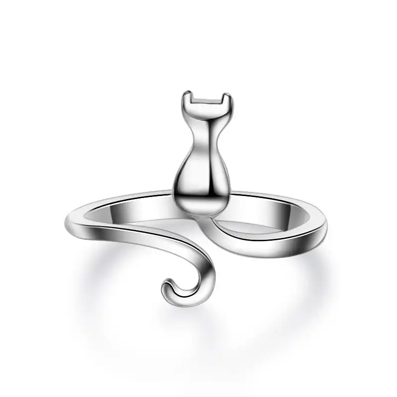 Alla moda di nuovo disegno sveglio del gatto della lega anello per il commercio all'ingrosso anello in argento placcato
