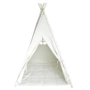 Natural Fabric Indoor Kids Indian Teepee Tent White Children Play Tipi Tent for Indoor Outdoor