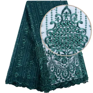 2019 African Net Lace High Quality Green Color Nigerian Bridal Lace Fabric African Tulle Lace Fabric For Nigerian Wedding 1399