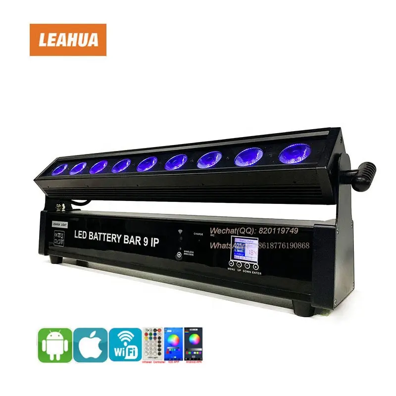 new product outdoor battery LED wash bar 9 RGBW+UV 6in1 wifi Battery Powered LED Stage IP65 Wash Bar wall washer