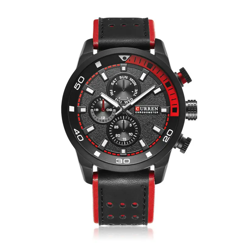 Curren 8250 Luxe heren Sport Waterdichte Quartz Horloges Lederen Casual Zaken Horloges