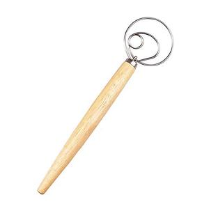 <span class=keywords><strong>Fouet</strong></span> à pâte danois à pain en acier inoxydable 13 pouces avec manche en bois pour pâtisserie, pizza pas cher - Product Image 1