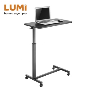 โซฟาโรงแรมสีดำ,เวิร์คสเตชันบนพื้นไม้ปรับความสูงได้โอเวอร์เบดข้างเตียงคอมพิวเตอร์แล็ปท็อปโต๊ะข้างมีล้อ - Product Image 6