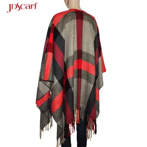 Áo Choàng Ponchos Kẻ Sọc Cho Nữ, Áo Choàng Ấm Mùa Thu Đông