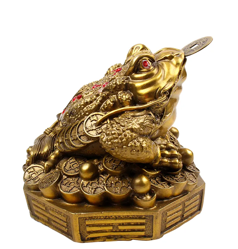 Cadeau porte-bonheur en laiton antique, crapaud populaire, couleur dorée, Feng Shui pour pièce de monnaie chinoise à grenouille, décoration bagua, pour la maison