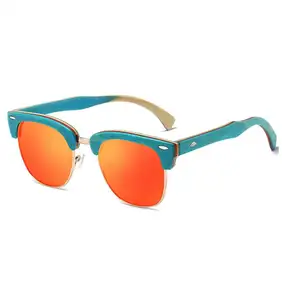High Quality Cheap Wooden Metal Eyewear Custom Made Polarized Bamboo Gafas De Sol Polarizadas Madera Sunglasses wholesale bamboo
