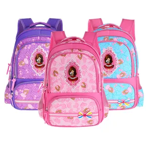 China Manufacturer Beautiful schoolbag for girls with princess anime cartoon printing pattern waterproof backpack for kids