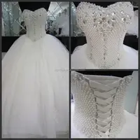 Vestido de novia de una pieza con patrón de perlas y cuentas, MM-1810 de boda de Gwon, compras en línea