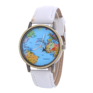 Reloj de Pulsera de Tela Vaquera con Mapa del Mundo para Mujer, Estilo Viajero, WWM20 - Product Image 1