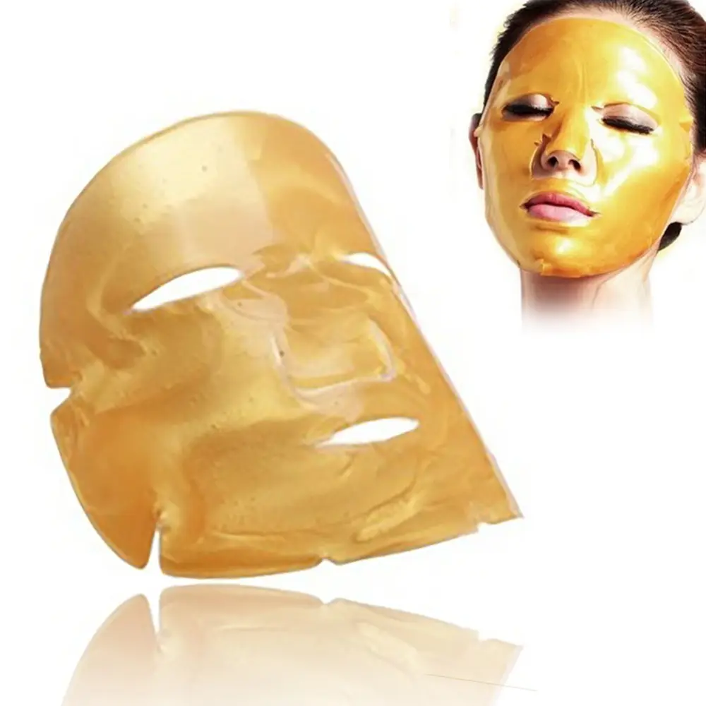24K altın kollajen yüz maskesi kristal altın kollajen yüz maskesi nemlendirici Anti-aging cilt bakımı levha mascarillas faciales