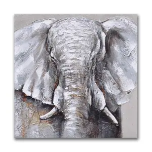 手工制作高品质大象动物绘画帆布墙艺术