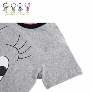 Summer short sleeve baby wear custom printing Cartoon happy face tender pink bodysuit for baby - Product Image 5