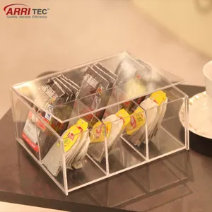 Прозрачный акриловый гостиничный чайный пакетик lucite, коробка для быстрого кофе с крышкой, прозрачная акриловая коробка для хранения чайных пакетиков
