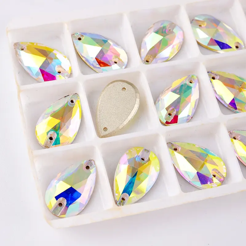 Crystal Drop Heart Shape Wholesale Supply Colourful Fancy Stone With Hole For Dress Decoration