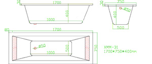 2019ขายร้อนและเศรษฐกิจสี่เหลี่ยมอ่างคริลิคขนาด1700x750mm - Product Image 5