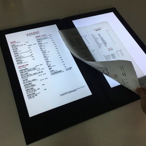 Buku Menu Pencahayaan Isi Ulang M8514, dengan Jendela Logo Berlampu Di Penutup Depan