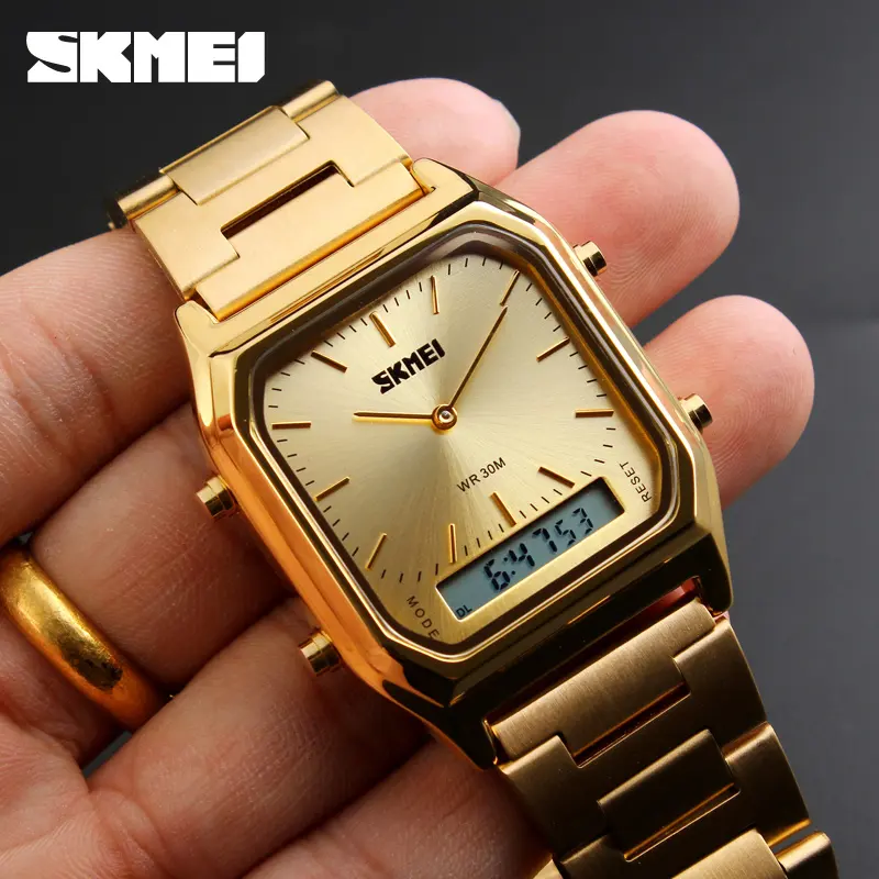 Reloj Skmei 1220 stylish gold brand wristwatches men women timepiece sport montre quartz digital wrist watch