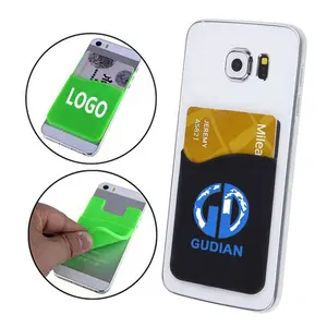 Custom Phone Pocket Card Holder Adhesive Silicone Cell Phone Card Holder with Logo