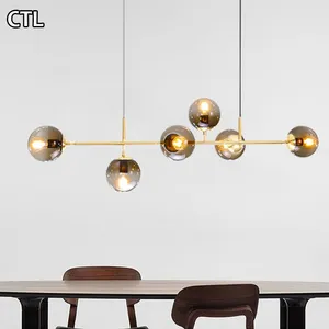 Прямоугольные золотистые металлические подвесные лампы для столовой, кухни, островка, современный подвесной светильник в скандинавском стиле из дымчатого стекла серого цвета