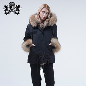 2019 parka style winter women mink fur coat hot sale camouflage coat with fur hood trim