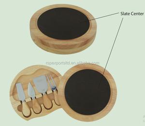 Juego de caja de regalo de cubiertos de madera de acacia de lujo de 3 uds para el hogar, cocina, tabla de quesos, juego de cuchillos para Navidad, San Valentín, negocios - Product Image 1