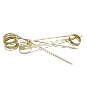 Fancy bamboo bbq looped skewer/ finger stick