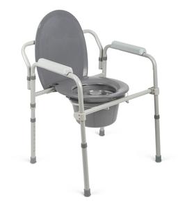 CE-gecertificeerde opvouwbare stalen toiletstoel met antislipvoeten, draagbaar en lichtgewicht ontwerp, draagvermogen 136 kg, voor gehandicapten - Product Image 1