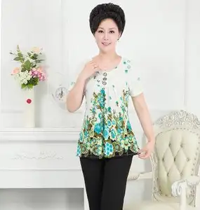 उच्च गुणवत्ता कोरियाई शैली प्रिंट टी शर्ट मोटी महिलाओं के लिए फैशन शिफॉन आरामदायक ब्लाउज