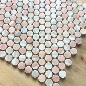 Schomex all'ingrosso moderno Norvegia <span class=keywords><strong>rosa</strong></span> <span class=keywords><strong>rosa</strong></span> Penny rotondo piastrelle di mosaico di marmo parete interna e pavimento in Parquet per ville - Product Image 6