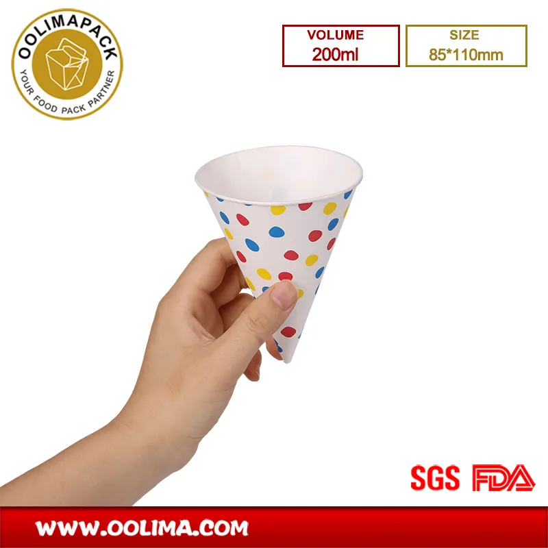 Disposable Rolled Paper Cone Cup Airport Water Cup Cheap Custom Single Wall Disposable Ice Cream Cone Paper Cups