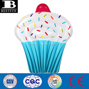 Fábrica duradera PVC Cupcake inflable piscina flotador enorme taza pastel piscina playa lago estera de agua forma personalizada publicidad balsa lilo - Product Image 2