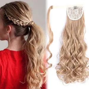 24 Inch Lượn Sóng Dài Xoăn Đuôi Ngựa Tổng Hợp Clip Trong Phần Mở Rộng Đuôi Ngựa Ombre Tóc Nâu Nối Đuôi Ngựa