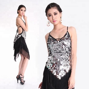 Bestdance Ladies <span class=keywords><strong>Night</strong></span> <span class=keywords><strong>Club</strong></span> Cocktail Party Robe à franges à paillettes de danse latine et de salon 4 couleurs - Product Image 1