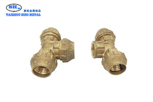 อุปกรณ์บีบอัดทองเหลืองสไตล์สเปน PE ทีสำหรับแก๊ส & น้ำมัน BSP เทคนิคการปลอมแปลงแบบบูช - Product Image 2