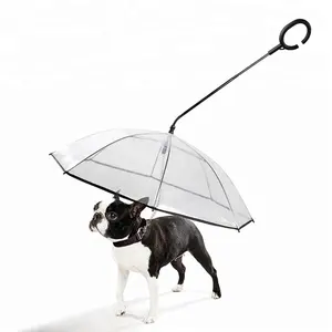 2022 Hot Sale Neues Design C-Form Griff Hundes chirm Mit Leine Transparenter Regenschirm Für Kleine Hunde
