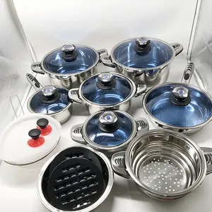 Set peralatan masak stainless steel, 110 buah panci dapur India